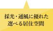 採光・通風に優れた選べる居住空間